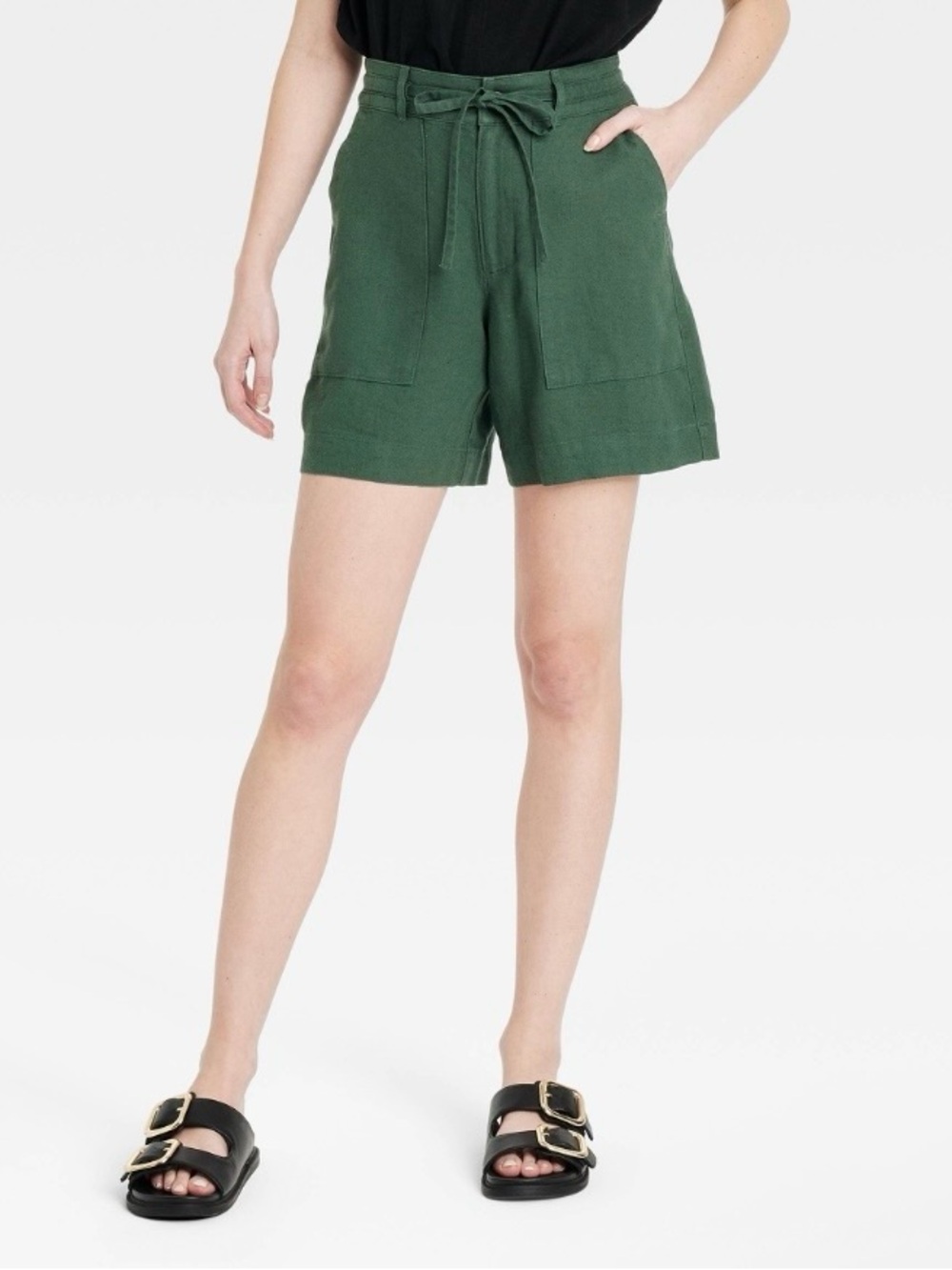 NEW Universal Thread Women's High-Rise Tie-Waist Linen Trouser Shorts sz. 2